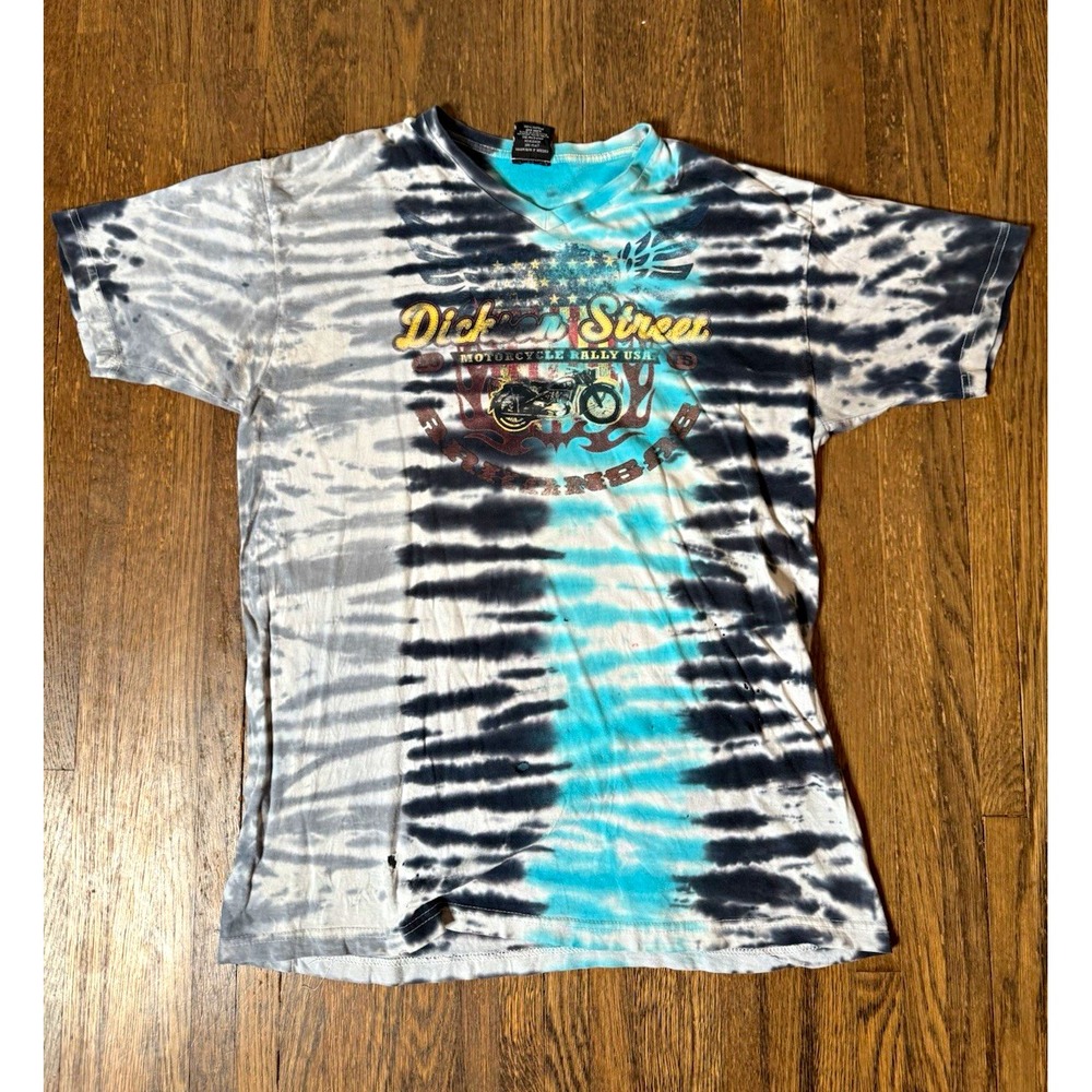 Dickson Street Motorcycle Rally Arkansas Tie Dye  V-Neck Shirt Womens XL NET USA